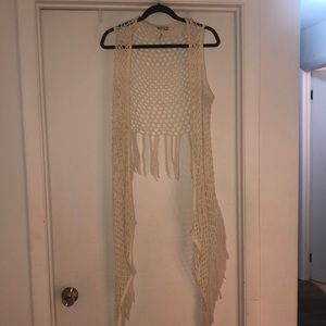 Kirra White Crochet Fringed Vest